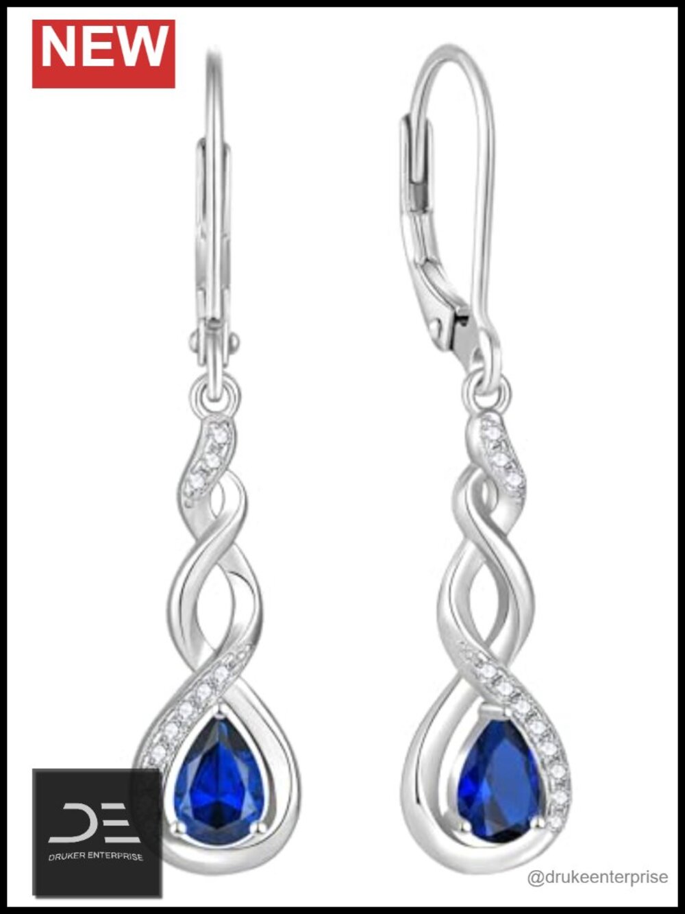 925 Sterling Silver Twisted Infinity Leverback Drop Earrings Birthstone Jewelry